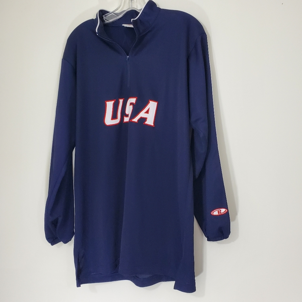 Mens Basketball Blue Long Sleeve Partial Zip front  Jerseys,  Size Meduim